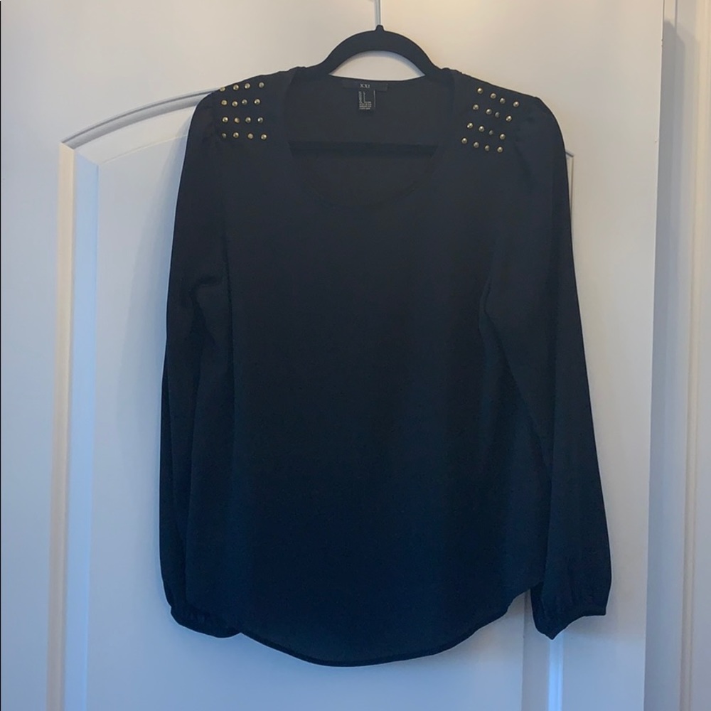 Forever 21 black studded blouse